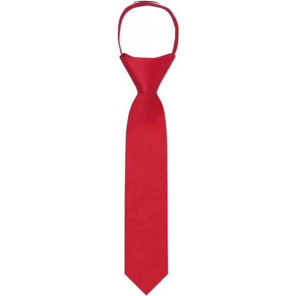 Kid's Solid 11 inch Zipper Tie - Red - Picture 1 of 3